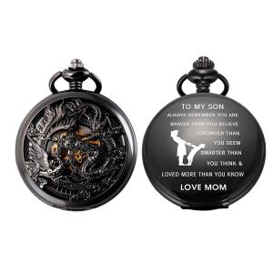 Pocket Watches Pocket Watch to Son Personalized Pocket Watches for Men with Chain Gifts for Son from Mom Dad-Engraved Poの商品画像