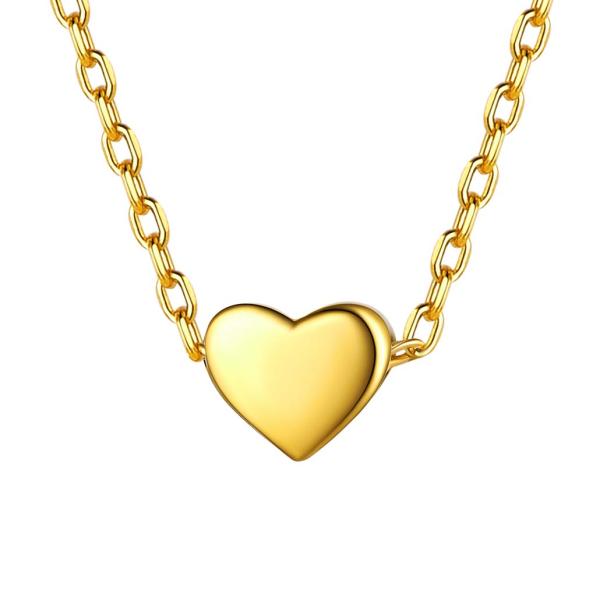Gold Heart Pendant Necklace Sterling Silver Minima...