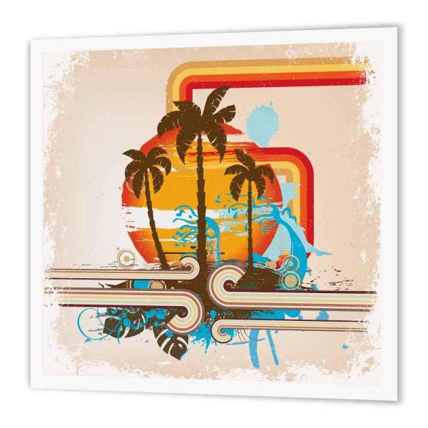 3dRose ht_104536_1 Vintage Grunge Hawaii Palm Tree...