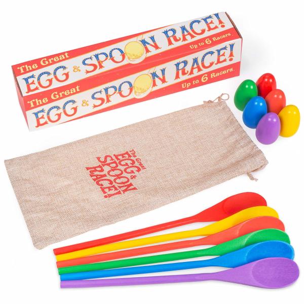 The Great Egg &amp; Spoon Race | 6 Multicolor Wooden S...