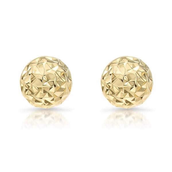 14k Yellow Gold Diamond-cut Ball Stud Earrings (8m...