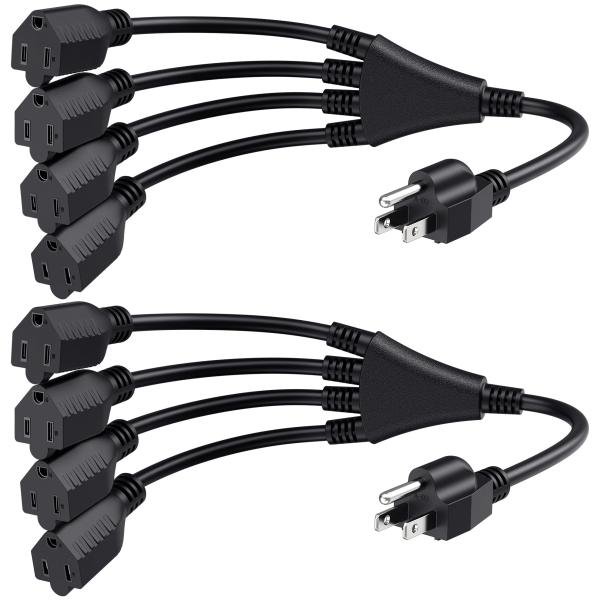 Cable Matters 2-Pack 4 Outlet Power Splitter Cord ...