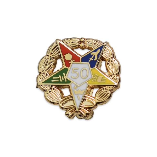 Order of The Eastern Star 50 Year Masonic Lapel Pi...
