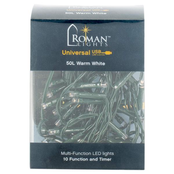 Roman 50L USB WARMWHITE LED Green Cord 10 Function...