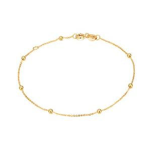 14K Gold Small Bracelets for Women Dainty Tiny Bead Ball Thin Chain Bracelet Jewelry (Yellow Gold 14k)