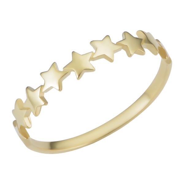 Kooljewelry 14k Yellow Gold Row of Star Minimalist...