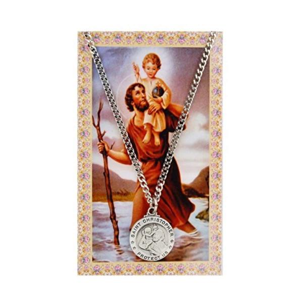 St Christopher Prayer Card With Medal Christian Pe...