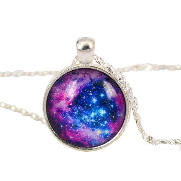 Galaxy NecklaceBlue Purple Star Galactic Cosmic Mo...