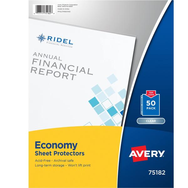 Avery Clear Economy Sheet Protectors Top Load 50 D...