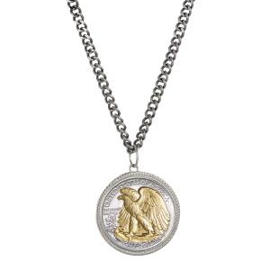 American Coin Treasures Curb Chain Necklace with Silver Walking Liberty Reverse Eagle Half Dollar Pendant | Genuine Unitの商品画像