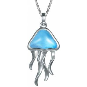 Tropical USA Sterling Silver Larimar Jellyfish Nec...