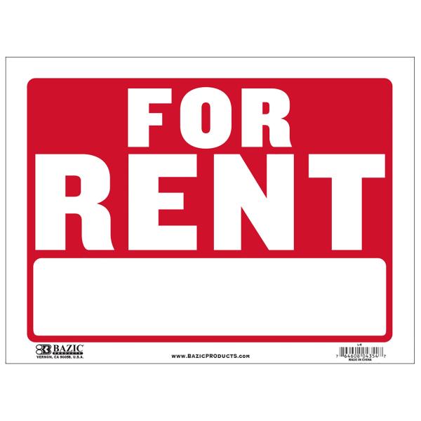 BAZIC For Rent Sign 12x16 For Rent Rental House Ho...