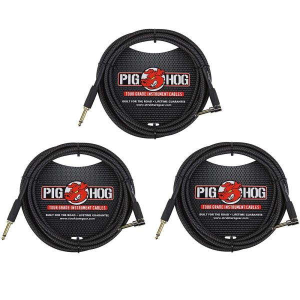 Pig Hog PCH10BKR Black Woven Instrument Cable 10ft...