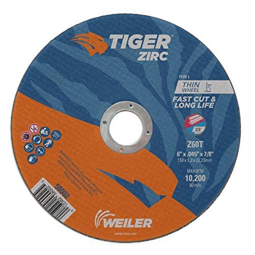 Weiler 58002 6 Inch Cutting Wheel Tiger Zirc Steel...