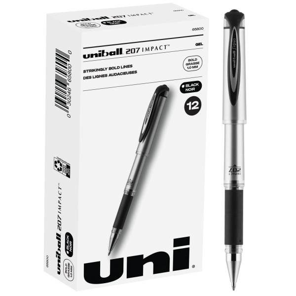 Uniball Signo 207 Impact Stick Gel Pen 12 Black Pe...