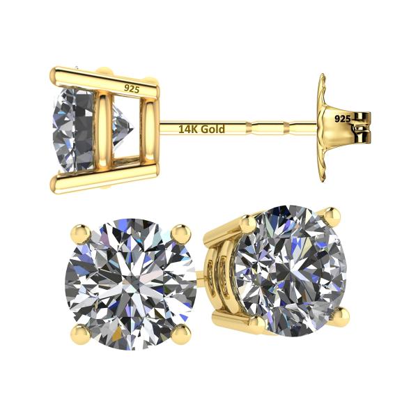 Central Diamond Center 14K Solid Gold Post &amp; Sterl...