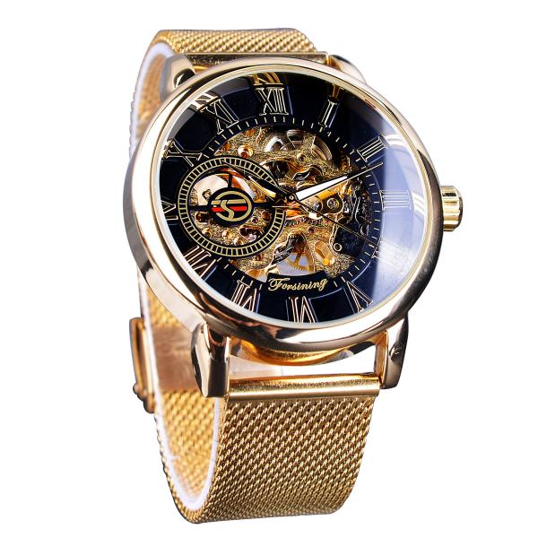 FORSINING Men&apos;s Skeleton Steampunk Watch for Men M...