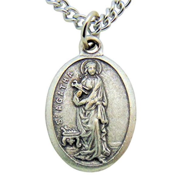 WJH St Agatha Medal 3/4 Inch Metal Saint Pendant w...