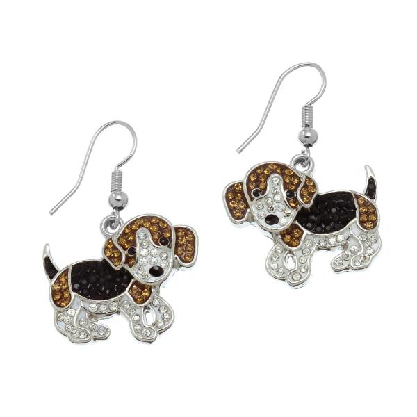 PammyJ Brown &amp; Black Beagle Dog Earrings