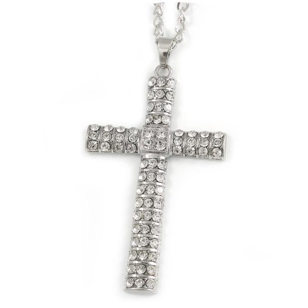 Avalaya Statement Crystal Cross Pendant with Chunk...