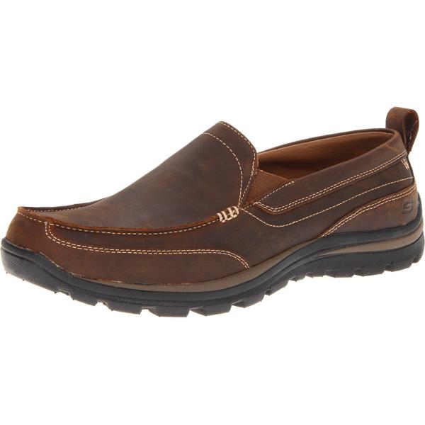 Skechers mens Superior Gains Loafer Dark Brown 6.5...