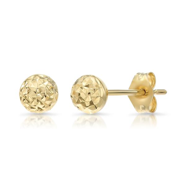 14k Yellow Gold Diamond-cut Ball Stud Earrings (5m...