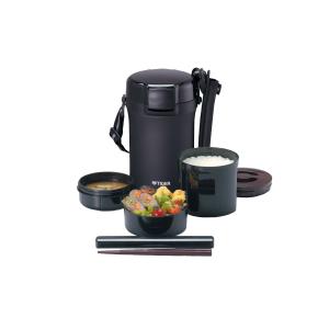TIGER Thermos LWU-A202-KM Tiger Thermos Thermal Lunch Box Stainless Steel Lunch Jar Rice Bowl Approx. 4 Cups Black