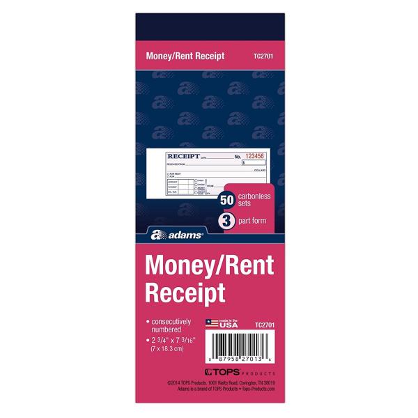 Adams Money/Rent Receipt Book Carbonless 3-Part 2-...
