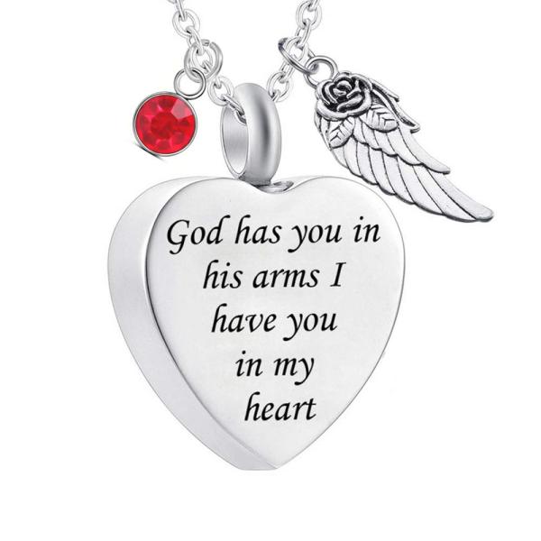 God has You in his arms with Angel Wing Charm Crem...