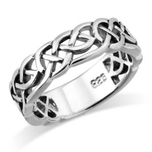 Sterling Silver Woven Celtic Knot Trinity Band Rin...