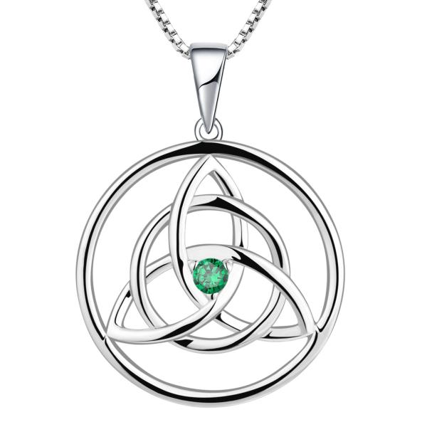 YL Celtic Knot Necklace Sterling Silver Created Em...
