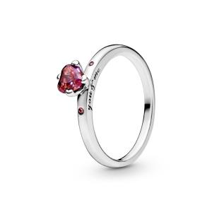 Pandora You & Me Sparkling Red Heart Ring - Sterling Silver Ring for Women - Layering or Stackable Ring - Gift for Her -の商品画像