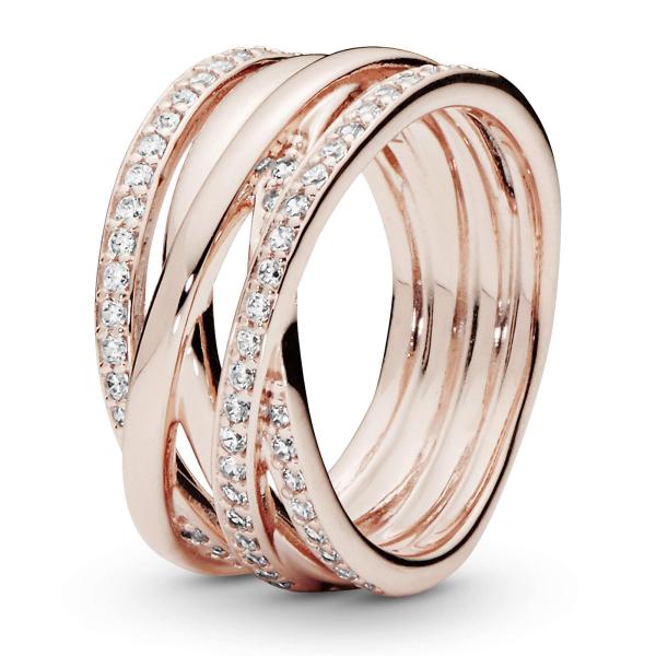 Pandora Sparkling &amp; Polished Lines Entwined Ring -...