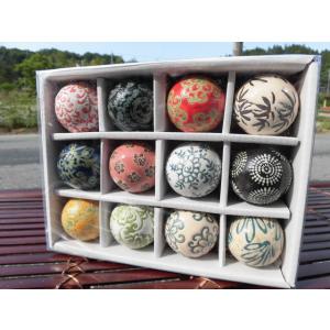 ビオトープ用陶器製　かわいいい柄付き浮き玉12個セット