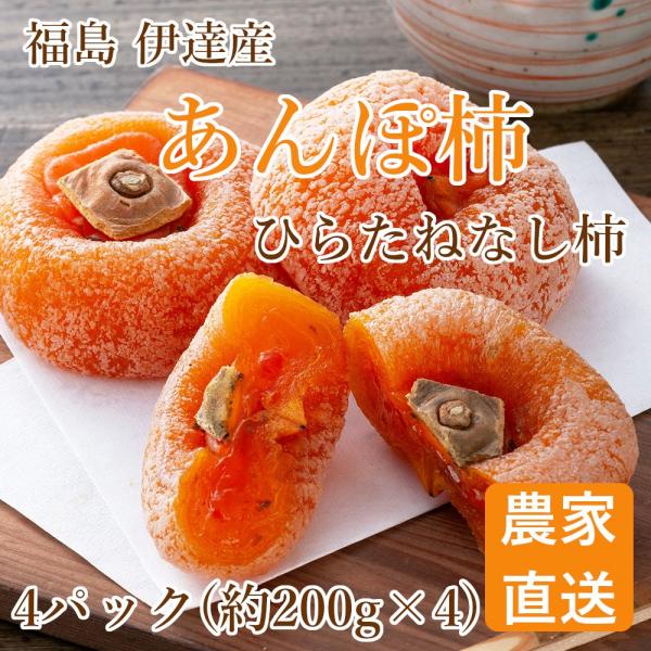 あんぽ柿 福島県伊達郡産 ひらたねなし柿(4パック) ギフト箱