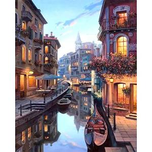 LovetheFamily 数字油絵 数字キット塗り絵 手塗り DIY絵 デジタル油絵 - ベニスの夜景 40x50 cm ホーム オフィス装飾