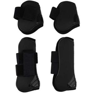 2ペア PU 馬レッグブーツ 馬ケアブーツ 乗馬用品 前脚と後脚のサポートレギンス 馬用プロテクター