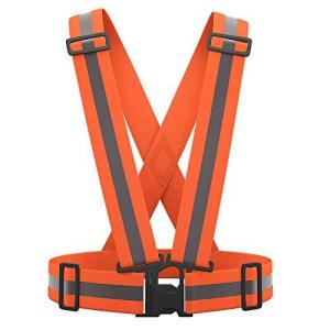 A-SAFETY 安全ベスト オレンジ 反射ベスト 蛍光ベルト 高視認性 調節可能 自転車 バイク 交通警備 夜間 警備 誘導 ガードマン 工事現場用