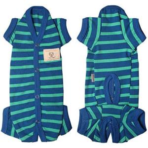 TONY HOBY 男女別け 犬用術後服 夏用 薄い犬のパジャマ 小型犬のロンパース ストライプ柄 ソフトコットン製 シンプル カジュアル