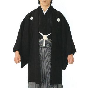 黒無地 着物 反物 キング幅 駒絽 夏用 メンズ レディース 洗える着物