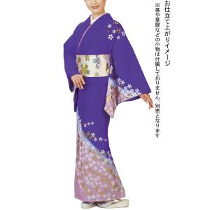 訪問着 着物 反物 女性 男性 踊り 絵羽 洗える着物 浅葱色 桜 : カメヤ