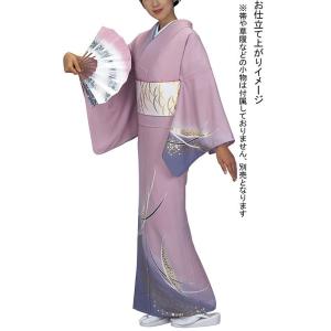 色無地 着物 反物 紋綸子 紗綾型 ベージュ 踊り 舞台 日本製 光沢