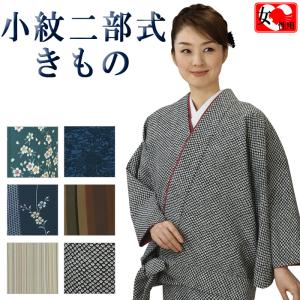 二部式着物（袷・小紋） 伊達衿付 洗える セパレート着物 2部式着物 カジュアルきもの 旅館 和食店 制服 ユニフォーム 華道 茶道 お稽古 女フリー/反物