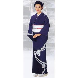 訪問着 女性 踊り 絵羽 洗える着物 納期35日 瑠璃色 竹 : カメヤ