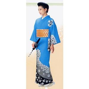 訪問着 女性 踊り 絵羽 洗える着物 納期35日 青 花筏 : カメヤ