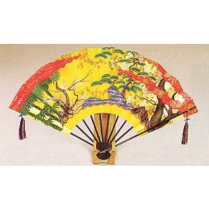 飾り扇子 特大 長さ36.3cm 茶屋辻 御所車 化粧箱入り 扇立て付 お飾り