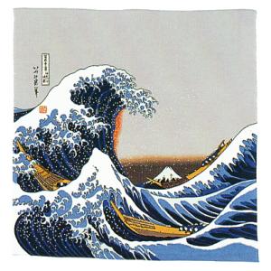 風呂敷 浮世絵 ちりめん 内祝い 贈答 粗品 お年賀 ギフト 友禅 ふろしき 神奈川沖浪裏｜kameya