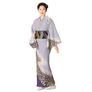 訪問着 女性 踊り 絵羽 洗える着物 納期35日 黒 桜吹雪 : カメヤ