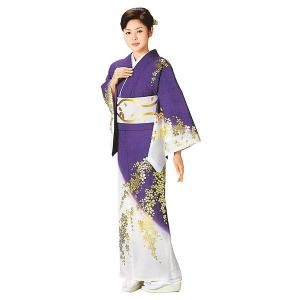 お 引きずり 着物 アヤメ色 親子縞 桜 裾引き 引き摺り おひきずり