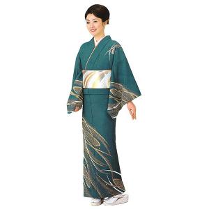 訪問着 女性 踊り 絵羽 洗える着物 納期35日 瑠璃色 竹 : カメヤ